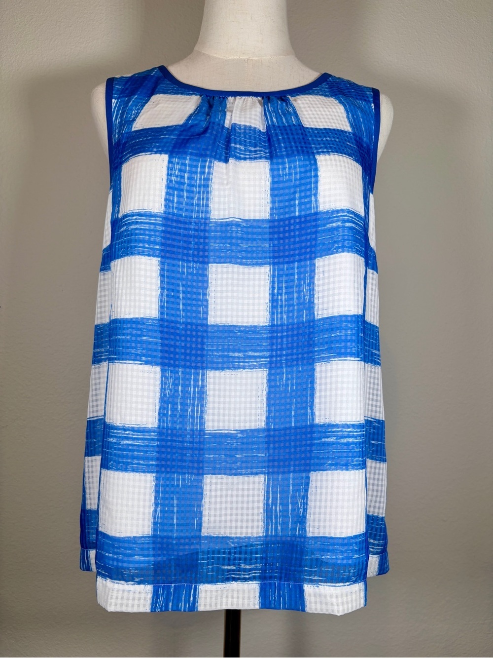 Vineyard Vines Painted Gingham Print Top Size 4
